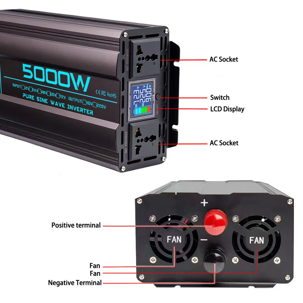 Pure Sine Wave Inverter 12V/24 - огляд і ціна Pure Sine Wave Inverter 5000W 48V 220V