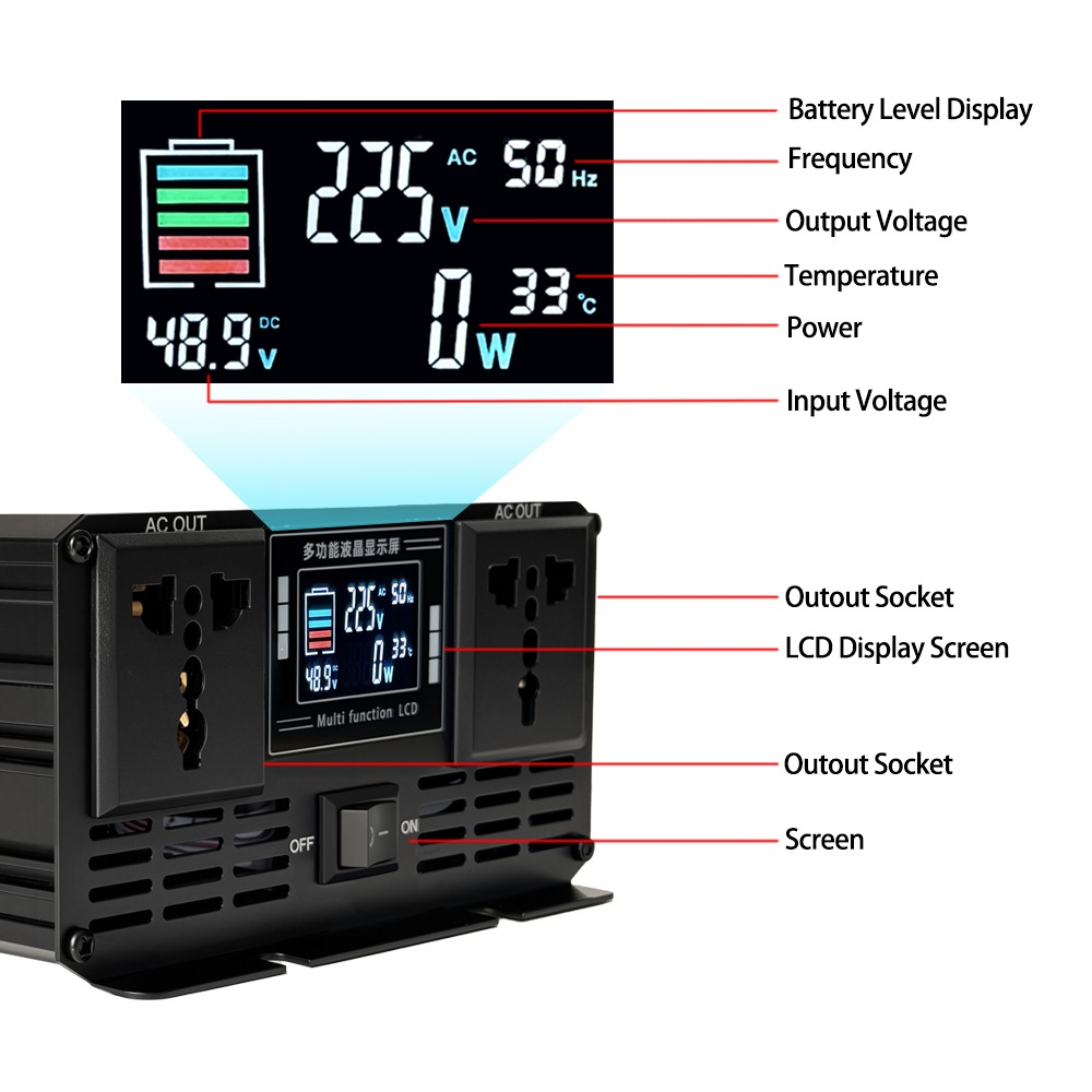 Pure Sine Wave Inverter DC 12v - огляд і ціна Pure Sine Wave Inverter 5000W 48V 220V