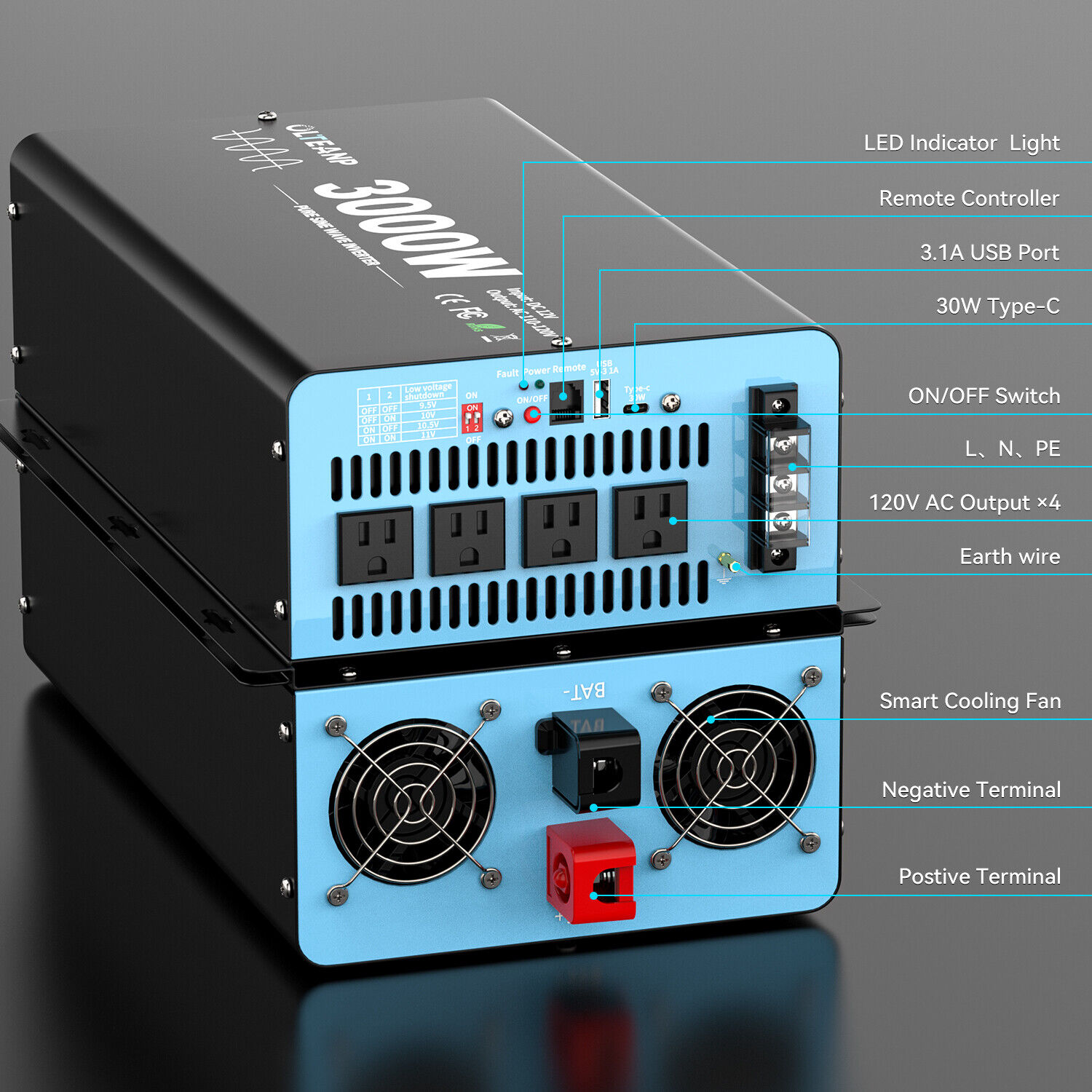 3000W Pure Sine Wave Power Inv - огляд і ціна Inverter Pure Sine Wave 60Hz 120V 3000W